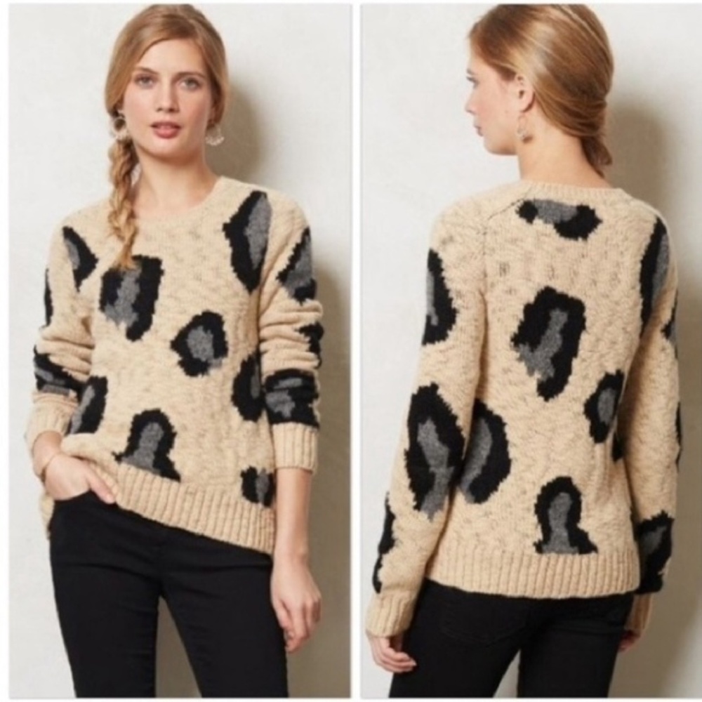 Sleeping on Snow for Anthropologie Leopard Print Sweater, XS
